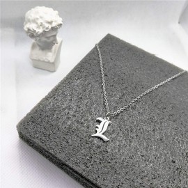 Elefezar Old English Initial Pendant Necklace Letter L Womens Gifts