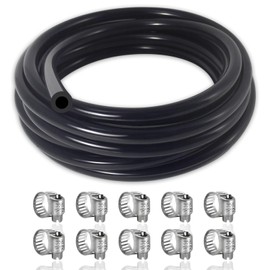 GEPHYNM Vacuum Hose Automotive, 10 FT 1/4 Inch ID Silicone Vacuum Line with 10PCS Clamps, 130PSI Max Pressure