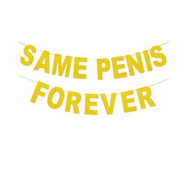 WUNZILO Same Forever Banner, Gold Hen Party Same Forever Banner Wedding Letters Bunting Garland Photo Props Hanging Sign for Bride to Be Funny Party Decoration, 1 Piece