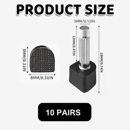 Replacement Tips for High Heels U-Shape 8 mm, Replacement Spikes for Stiletto Heels, Replacement Heels Heel Tips Shoes, High Heel Protection Protectors Heel Shoe Repair Heel Tips Pin Heel, 10 Pairs