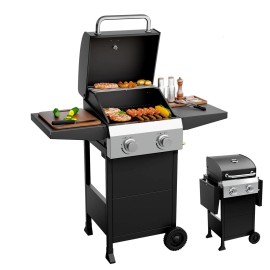 Bonnlo 2 Burners Gas Grill with Side Shelf, 24,000 BTU Grills for Outdoor Use