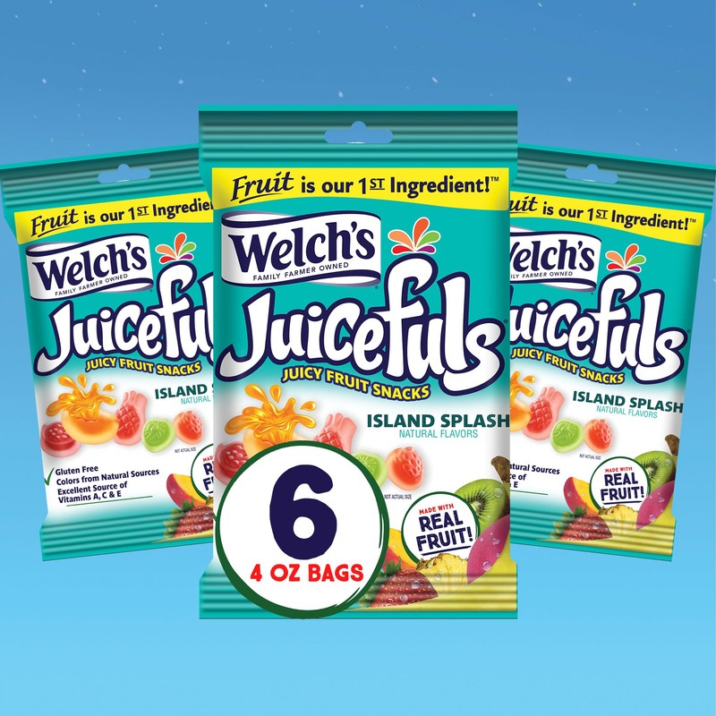 Welch's Juicefuls Juicy Fruit Snacks, Island Splash, Fruit Gushers, Gluten