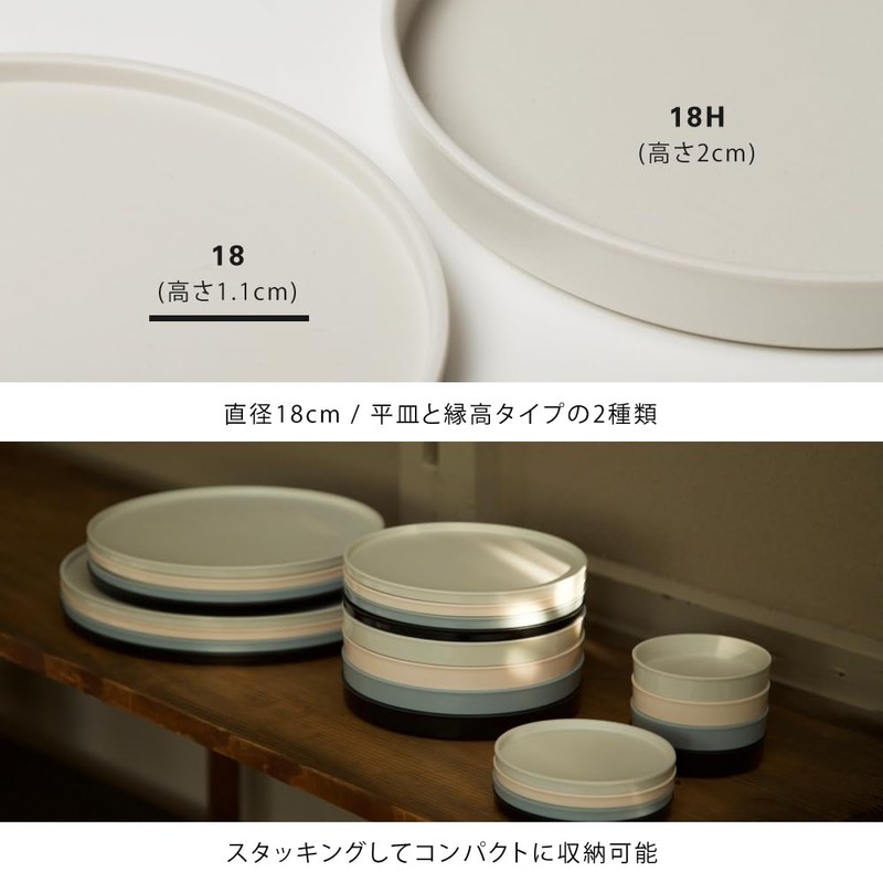 ideaco Medium Plate, Flat Plate, Diameter 7.1 x Height 0.4