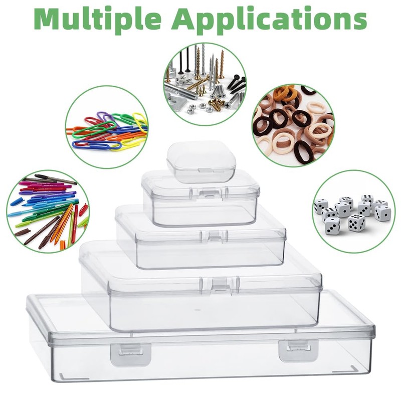 RETON 36Pcs Mixed Sizes Plastic Rectangular Clear Organizer Storage Box,