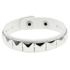 BaBakiak 3 Piece 80s Leather Studded Punk Bracelet, Rock Studded Leather Wristband for Men Women (White, One Size)