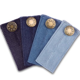 4 Pack Waistband Extenders for Jeans Premium Metal Buttons, Adjustable Denim Button Extender for Pants, Comfy Waist Extende