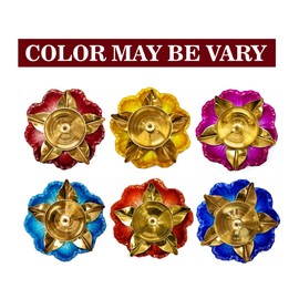 Satvik - 2 piezas de diseño Amayra con forma de loto Diya. Soporte decorativo de flores Dia Diwali para velas de té, lámpara de aceite de diámetro para decoración de interiores, mesa Diya inauguración de la casa, artículo de regalo