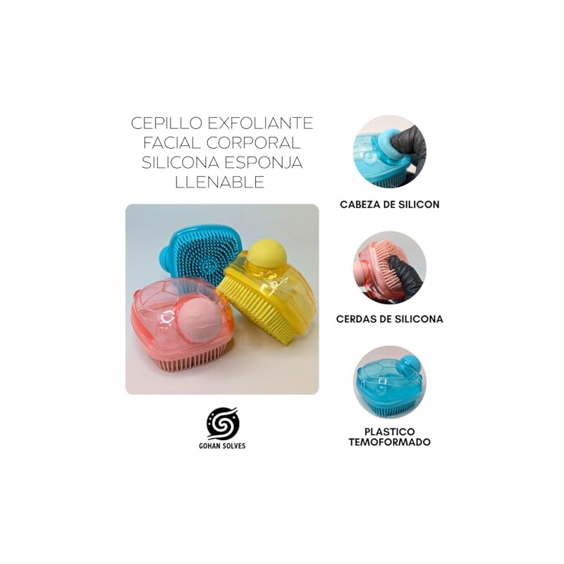 3 cepillos de limpieza facial con mango acrílico, exfoliante facial