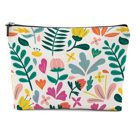 XFN Aesthetic Flower Makeup Bag, Botanical Cosmetic Bag Floral Travel Pouch, Friendship Gifts for Women Girls Daughter Sisters Coworker Best Friends Bestie Graduation Birthday Gifts