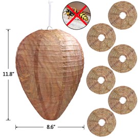 DECYOOL 6 Pack Paper Wasp Nest Decoy Hanging Wasp Deterrent for Hornets Yellow Jackets