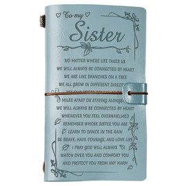 PRSTENLY Sisters Gifts from Sister Leather Journal, To My Sister Gifts 140 Page Refillable Notebooks, Graduation Mothers Day Valentines Day Christmas Gift for Sister from Sister Brother(Blue)