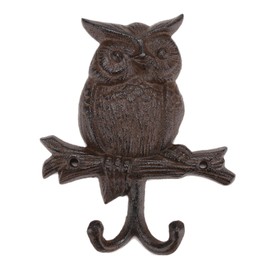 BRASSTAR Cast Iron Owl Molding Double Hook Wall Coat Hanging for Coats, Bags, Hats, Towels, Keys, Rustic Retro Home Decorative Gift TQGJPT489