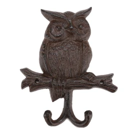 BRASSTAR Cast Iron Owl Molding Double Hook Wall Coat Hanging for Coats, Bags, Hats, Towels, Keys, Rustic Retro Home Decorative Gift TQGJPT489