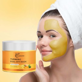 BEAUTYTURESS Vitamin C Peel Off Face Mask 2 Pcs, Turmeric Moisturizing Mask, Deep Cleansing Face Peel Mask,Face Mask for Large Pores, Dirts, Oil