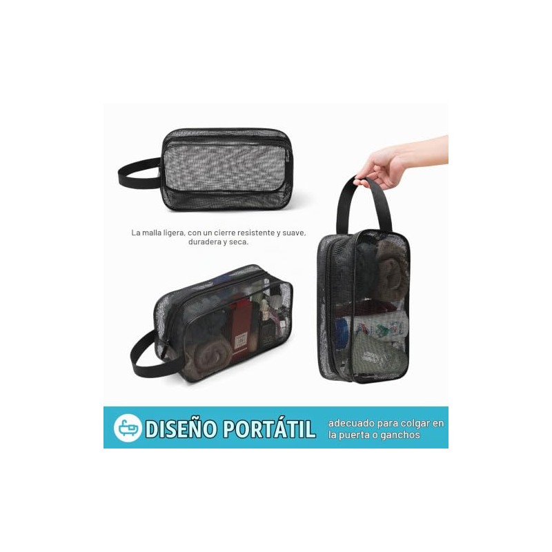 Bolsa de malla portátil para artículos de aseo personal, para