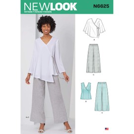 New Look Sewing Pattern N6625A Misses' Tops and Pull On Pants, white