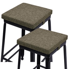 baibu 12 Inch Memory Foam Non Slip Stool Cushion Square Set of 2, Dual-Layer Design Bar Stool Cushions with Ties Square Chair Pad for Stackable Kitchen Stools, Brown (12'' (30CM))