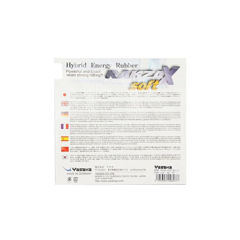 Yasaka B-83 90 Rubber for Table Tennis Rakza X Soft