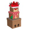 Christmas Small 3 Piece Stacking Nested Gift Box Set Reindeer