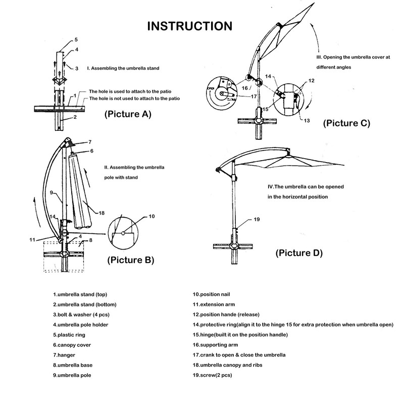 Sunnyglade 10Ft Outdoor Adjustable Offset Cantilever Hanging Patio Umbrella (Red)