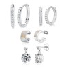 MDFUN Hoops Huggie Stud Earrings Set 14K White Gold Plated