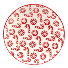 Certified International Peppermint Candy 6" Luncheon/Canape Plates, Set of 6 Assorted Designs, Multicolor, Small