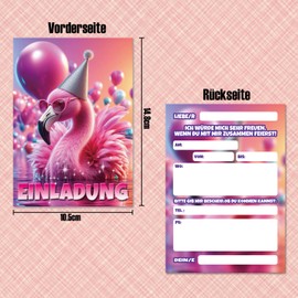 RFBEUTEL Pack of 12 Flamingo Invitation Cards Children's Birthday Girls Casual Swimming Pool Party Invitation Birthday Invitations