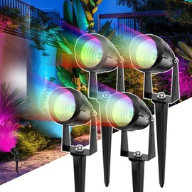 Musuger 1500LM LED High Brightness Outdoor Landscape Lighting 15W RGB Color Changing Landscape Lights Remote Control Spot-Lights with Plug in IP66 Waterproof Flood Light for Garden-4 Packs