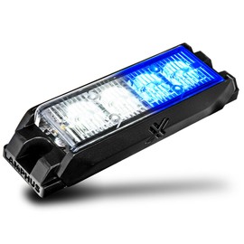 LAMPHUS NanoFlare 4" 4W Blue White LED Surface Mount Police Grill Strobe Warning Lights [SAE Class 1] 12V Rectangle Grille Flashing Emergency Light Head for Fire Figher Responder Vehicle Car