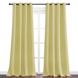 NICETOWN NICETOWN Paler Yellow Blackout Curtains 120" Long for Office, Dining Room, Guest Room, 55" Wide, 2 Pieces, Sound Reducing Heat and Cold Block Curtain Panels for Modern Decorative