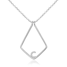 Clearine Ring Holder Necklace for Women Girls 925 Sterling Silver Letter Geometric Pendant Chain, Sterling Silver