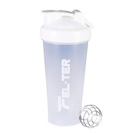 FELTER FITNESS Vaso Shaker para Proteina gym con Mezcladora de Acero Inoxidable, 750 ml (Blanco)