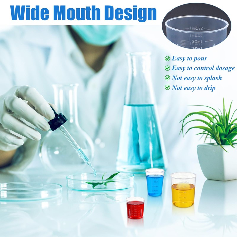 Plastic Measuring Cups, 30ml 50ml 100ml Resin Epoxy Mixing Cups,