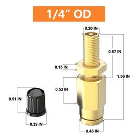 GASHER 2PCS 1/4" Brass Inflation Schrader Valve (DOT Approved) with Push Connection, 1/4" OD Air Line Tubing, Air Line and Air Spring Suspension for Semi Truck Trailers