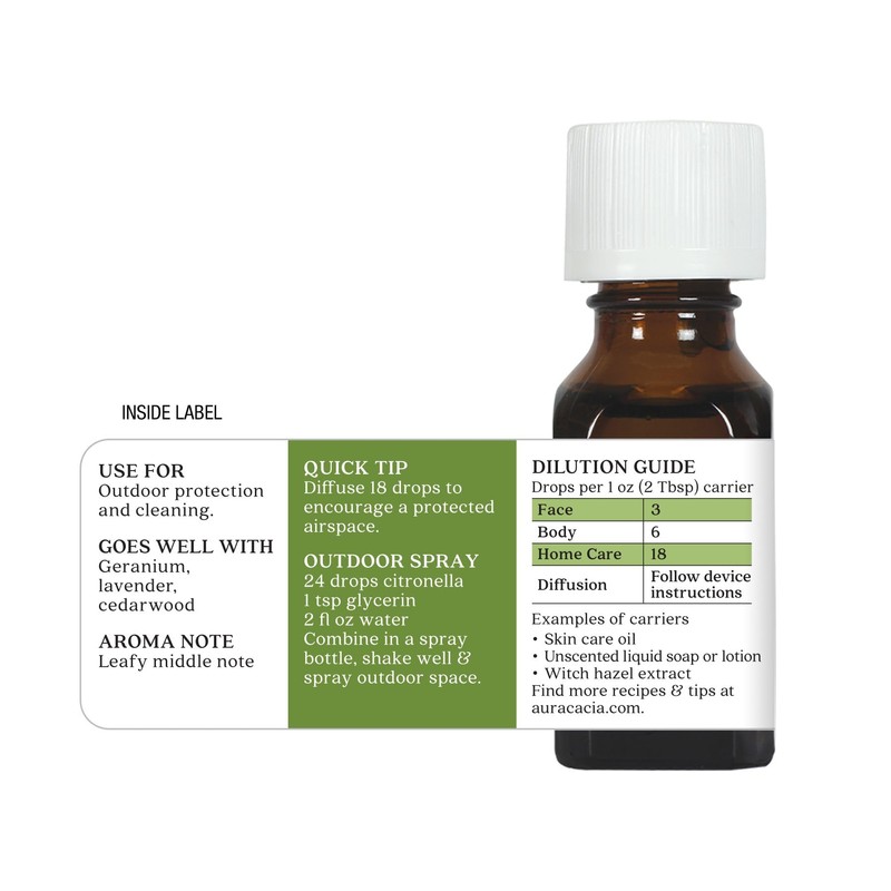 Aura Cacia Pure Essential Oil Citronella Java, 0.5 Fluid Ounce
