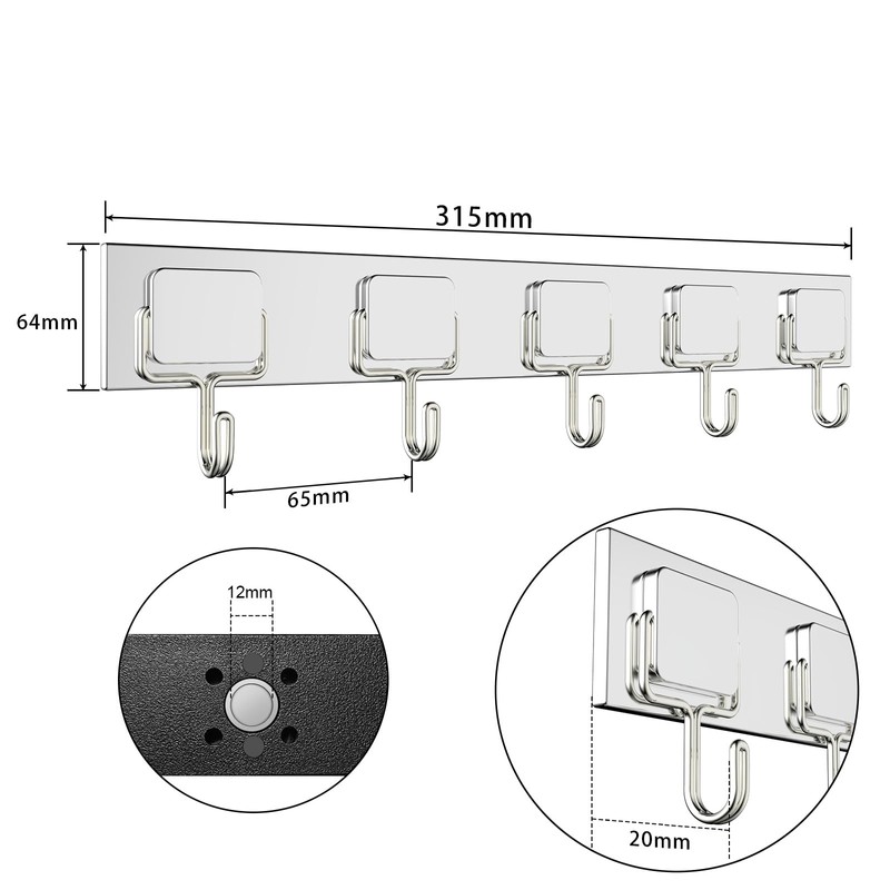 ZDDGNN Magnetic Hook with 5 Hooks for Kitchen, Living Room,