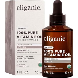 Cliganic Aceite de Vitamina E Orgánico, 30 ml - Cara y cuerpo aceite natural - Piel, cabello y uñas aceite hidratante - 30.000 UI - Antienvejecimiento