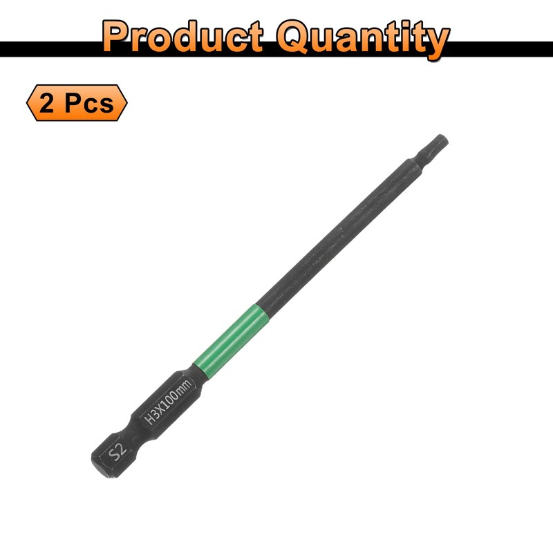 sourcing map 2pcs H3 Flat Hex Head Screwdriver Bit 3mm