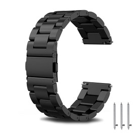 PUBAMALL Compatible para Gear S3 Frontier/Classic Watch Band, 22mm de Acero Inoxidable con Cierre de Cierre Ajustable Band Compatible para Gear S3 y Watch 46mm / Stratos 2 Watch (Negro)