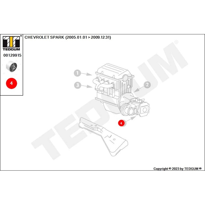TEDGUM 00129915 REAR ENGINE TRANSMISSION BRACKET (LARGE INSERT)