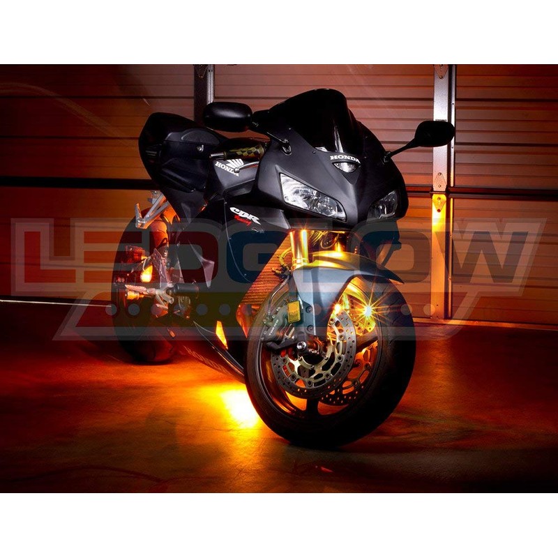 LEDGlow 6pc Advanced Orange LED Motorcycle Accent Neon Underglow Lighting