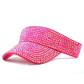 Gudessly - Visera deportiva con diamantes de imitación brillantes, ajustable, para verano, para mujeres y hombres, Rosa Rojo, 6 7/8-7 1/2