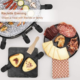 IPOW 4er-Set Dreieckige Raclette-Pfännchen mit Schwarzen Griffen + Holzspatel – Profi Antihaft, 18,34 cm, Innovatives Design