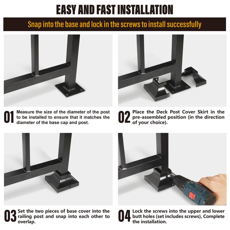 WOWACE Aluminium Deck Post Cover, for Handrail, Stail, Porch Deck