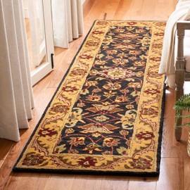 Safavieh Golden Jaipur Collection GJ250D Handmade Traditional Premium Wool Runner, 2'3" x 12' , Black / Gold