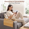 Bamboo Couch Arm Tray Table with Built-in Cup Holder, Foldable