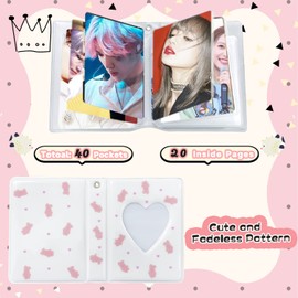 Carpeta para tarjetas fotográficas Kpop de 3 pulgadas, bonito mini álbum de fotos, carpeta Kpop para tarjetas fotográficas, carpeta portátil Kpop, álbum de fotos con bonito colgante para colección de