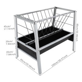 Livestock Feed Trough 2-in-1 Grain & Hay Feeder for Goats Sheep Large Capacity