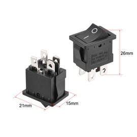sourcing map Mini 4-Pin Boat Rocker Switch On/Off/On AC 250V/6A 125V/10A Pack of 2