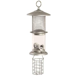 Siena Garden H22037 Triple Feeder for Mixed Feed, Nuts and Fat Balls 18 x 18 x 50 cm Si